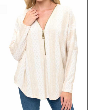 Dolman sleeve zipper top