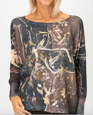 Paint splatter Foil batwing knit