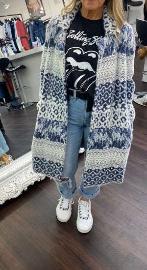 Blue/white coatigan