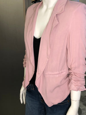 Cotton blazer with ruched sleeve detail