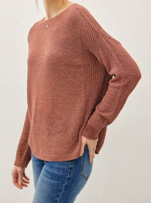 Drop shoulder rib knit