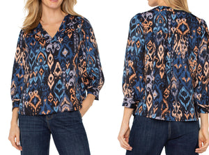 Rust Blue printed blouse