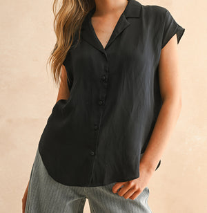 Cap sleeve button up blouse