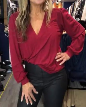 Smocked surplice cupro blouse