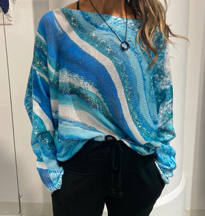 Ombre waves batwing sweater