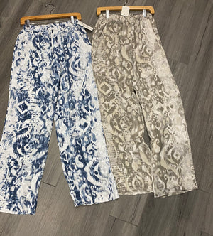 Printed linen pant