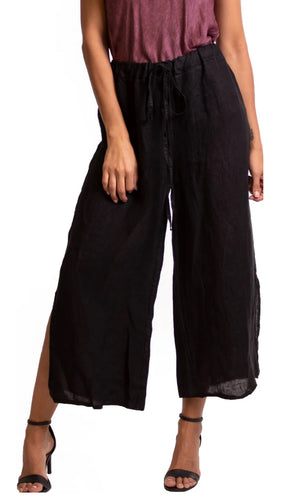 Side slit linen pant