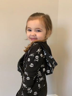KIDS skull print zip up hoodie