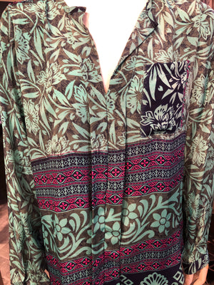 Floral mandarin collar blouse