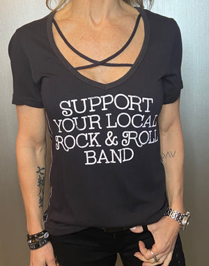 Support your local rock n roll band graphic tee