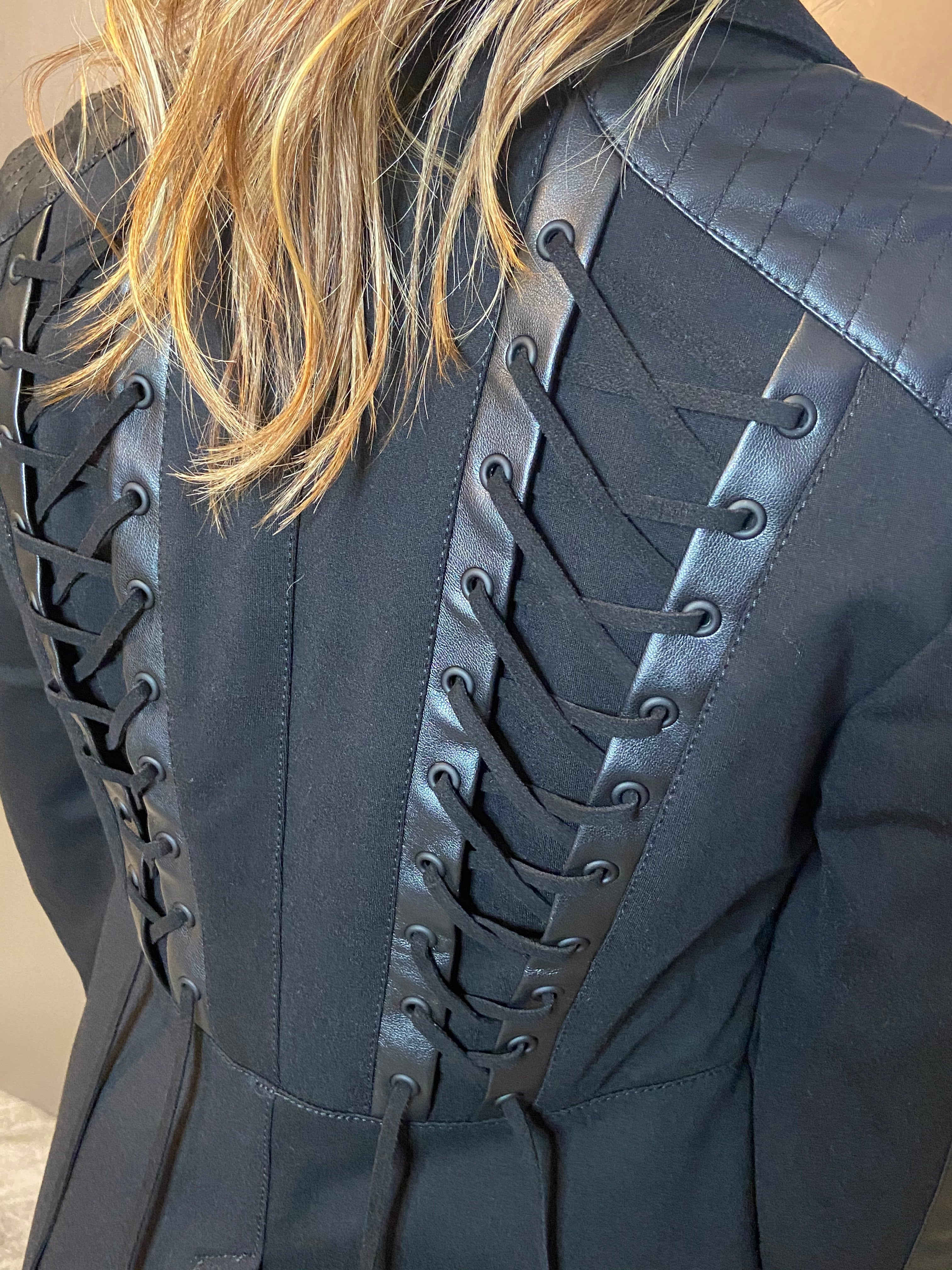 Leather lace back blazer