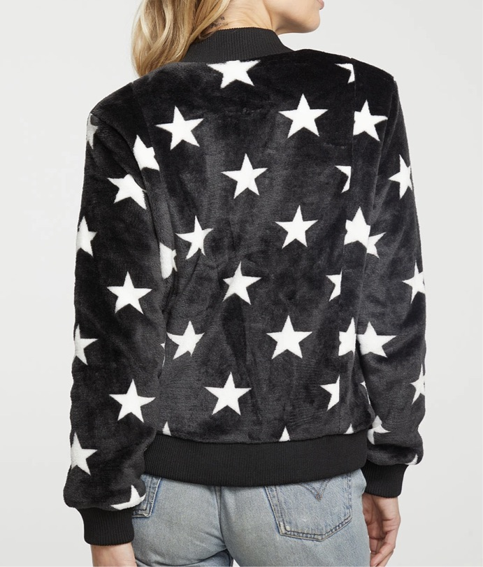 Star faux fur bomber jacket