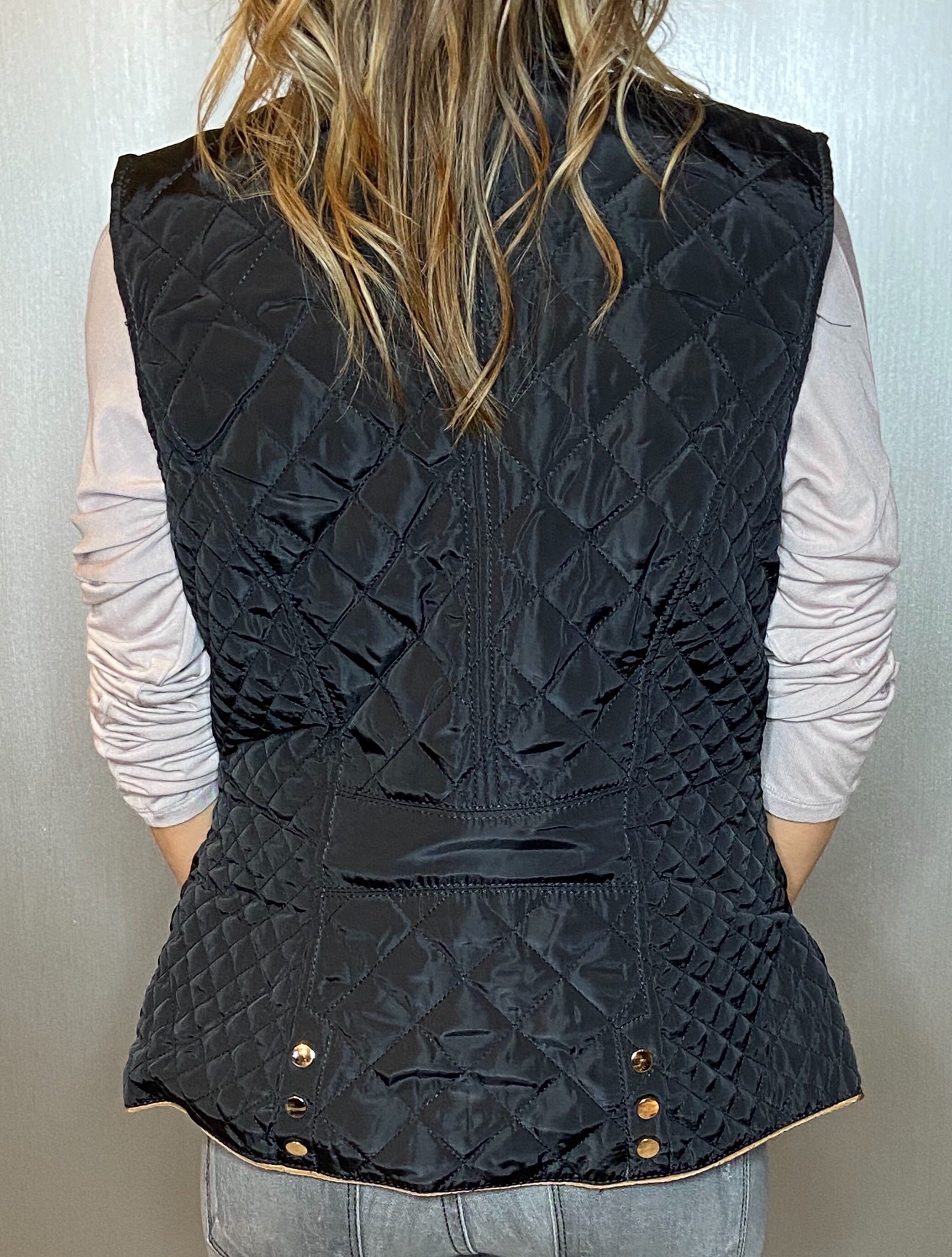 Fur lined, quilted vest