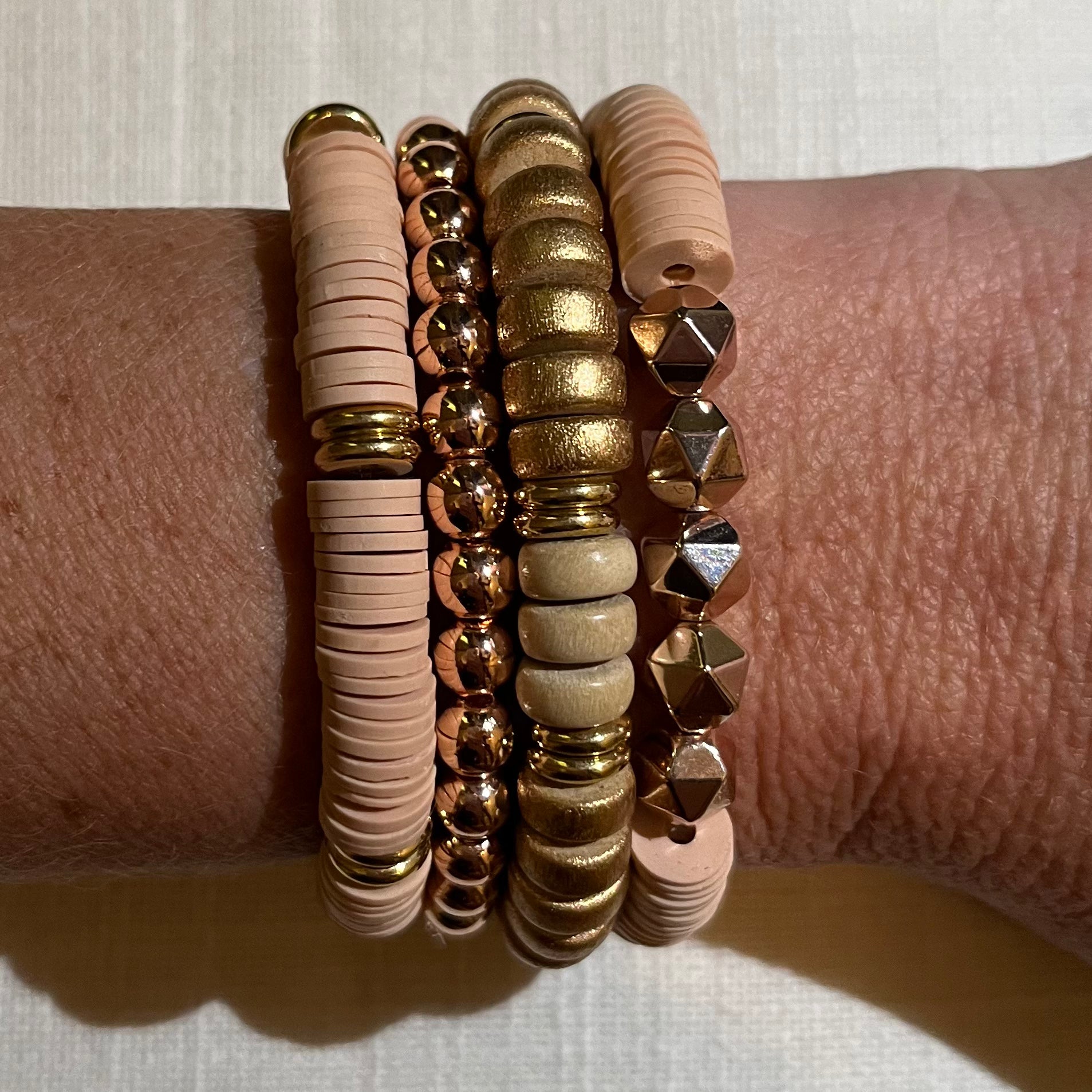 Bisque/gold/rose gold stack